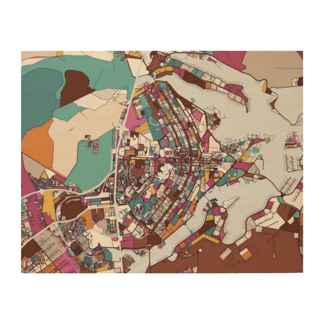 Colorful Brasilia Map Wood Wall Art (Front)