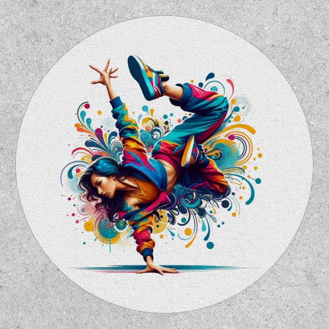Colorful Breakdance Girl Art Patch (Front)