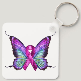 Colorful Breast Cancer Awareness Butterfly Keychain