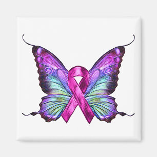 Colorful Breast Cancer Awareness Butterfly Magnet