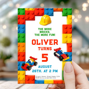 Colorful Brick Building Birthday Invitation