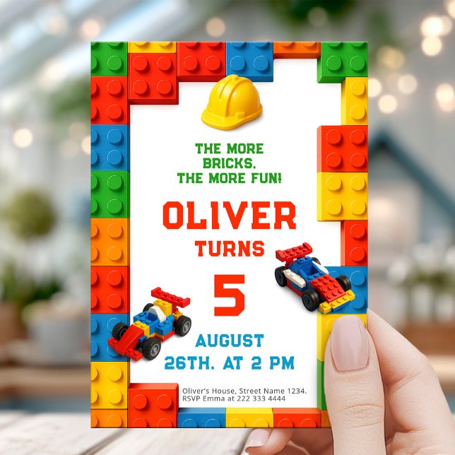 Colorful Brick Building Birthday Invitation (Creator Uploaded)