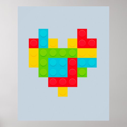 Colorful brick heart poster