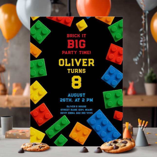 Colorful Brick Kids Party Birthday Invitation (Creator Uploaded)