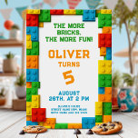Colorful Brick Party for Kids Birthday Invitation<br><div class="desc">Bright and playful building-block themed design with vivid bricks around a clean white center. Perfect for fun kids’ birthday celebrations with cheerful energy. All text is fully editable, so you can customize it with your child’s name, party date, time, location, and RSVP info in minutes. Ideal for printing or sending...</div>