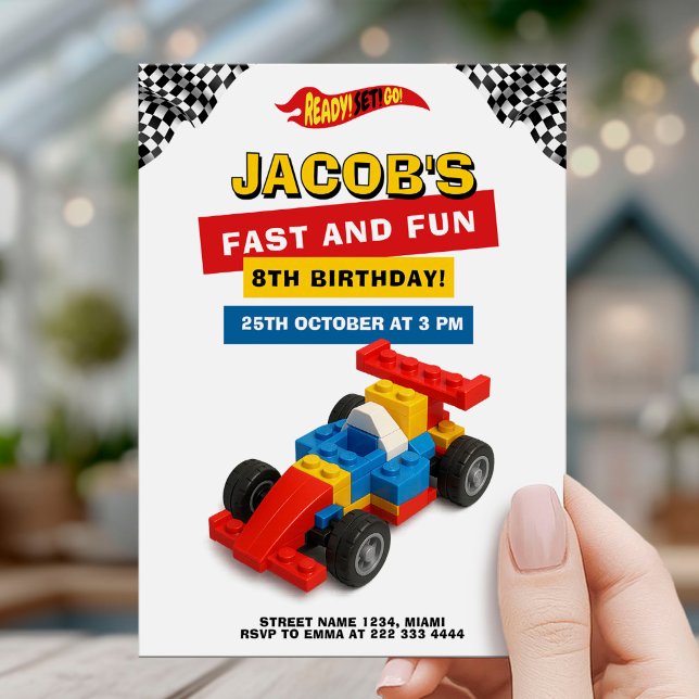 Colorful Brick Racer Robotics Birthday Invitation (Creator Uploaded)