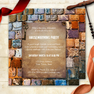 Colorful Brick Rustic Housewarming Party Invite