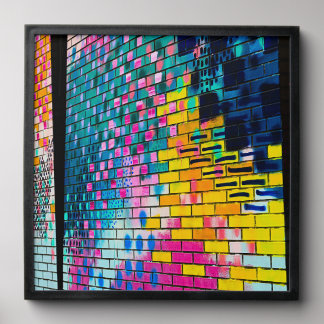 Colorful Brick Wall Abstract Poster Peel And Stick Photo Tile