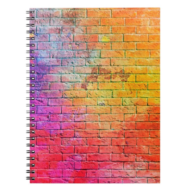 Colorful brick wall backgroundwall,color,backgroun notebook (Front)