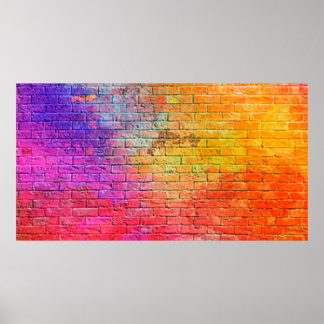 Colorful brick wall backgroundwall,color,backgroun poster (Front)