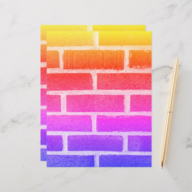 Colorful Brick Wall Photography Scrapbook Paper (Front/Back In Situ)