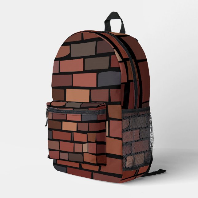 Colorful Brick Wall Printed Backpack (Back Corner Right)