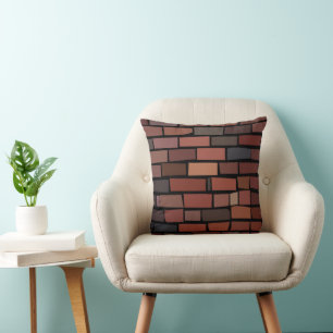 Colorful Brick Wall Throw Pillow