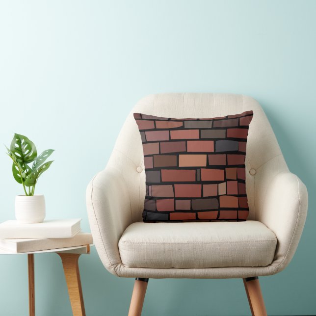 Colorful Brick Wall Throw Pillow (Chair)
