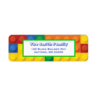 Colorful Bricks Building Block Return Address Label
