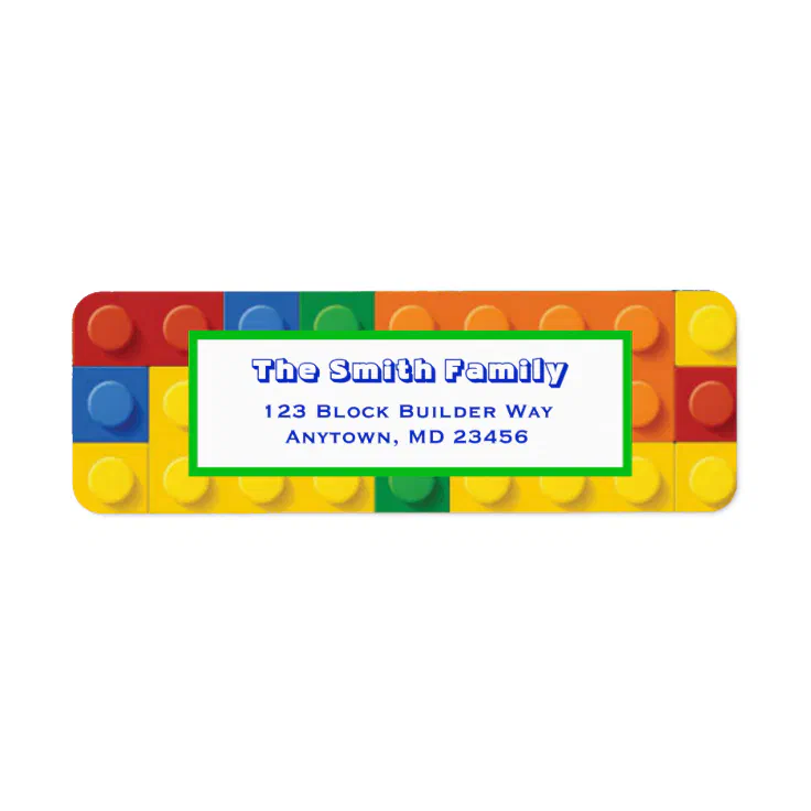 Colorful Bricks Building Block Return Address Label | Zazzle