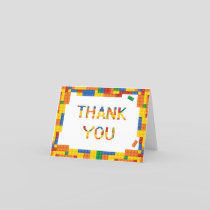 Colorful Bricks Building Blocks Birthday Thank You Card