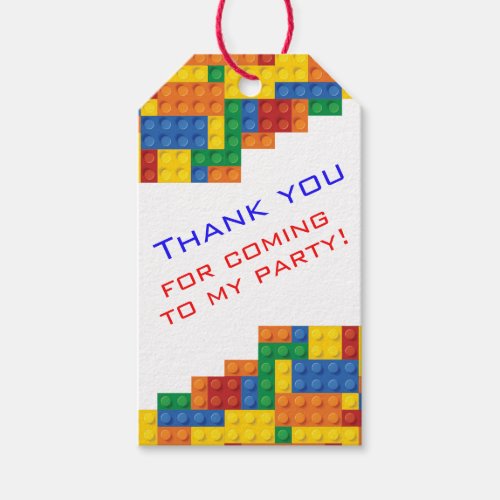 Colorful Bricks Building Blocks Party Favor Gift Tags