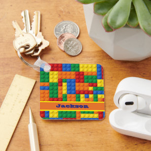 Colorful Bricks Building Blocks Personalized Keychain
