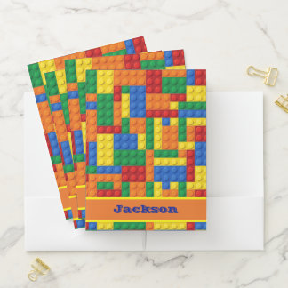 Colorful Bricks Building Blocks | Personalized Pocket Folder
