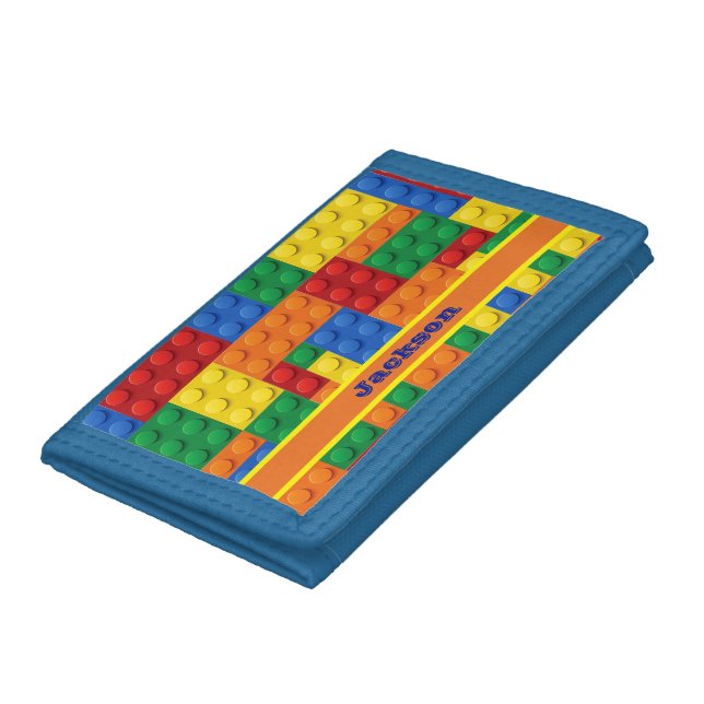 Colorful Bricks Building Blocks Personalized Trifold Wallet (Bottom)