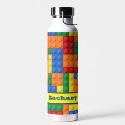 Colorful Bricks Building Blocks Personalized Water Bottle