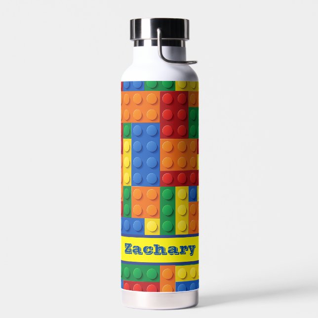 Colorful Bricks Building Blocks Personalized Water Bottle (Left)