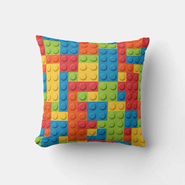 colorful bricks kids pattern throw pillow (Front)