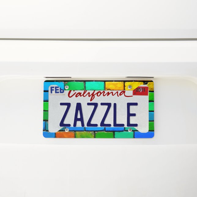 Colorful Bricks License Plate Frame (On Car)