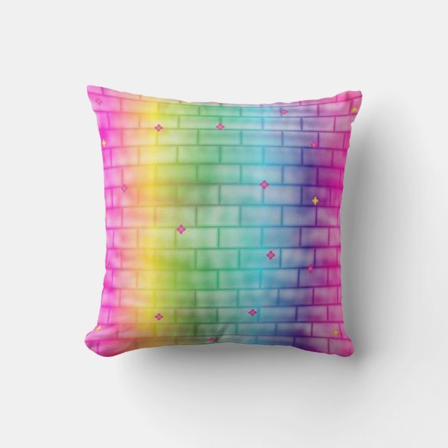 Colorful Bricksgreen Stars Pillow (Front)