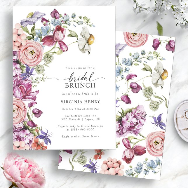 Colorful Bridal Brunch Invitation (Colorful Jewel Tone Wildflower Bridal Brunch Invitation by Painted Paperie
)
