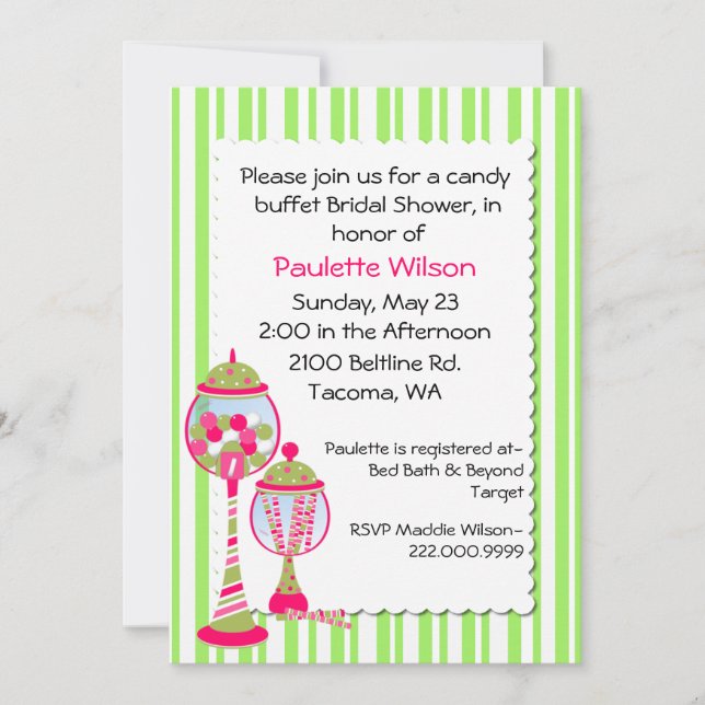 Colorful Bridal Shower Candy Buffet Invitation (Front)
