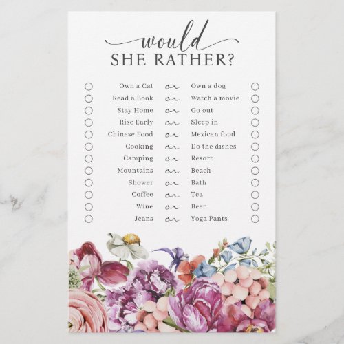 Colorful Bridal Shower Game