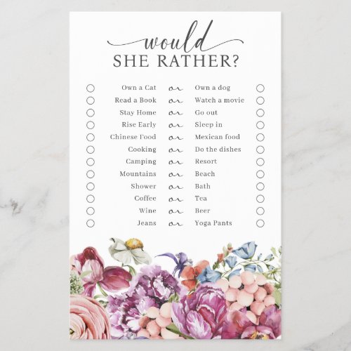 Colorful Bridal Shower Game