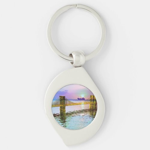 Colorful Bridge Landscape Keychain