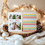 colorful bright 3 collage modern Christmas Holiday Card<br><div class="desc">Colorful bright rainbow 3 photo collage modern family Christmas card design.</div>