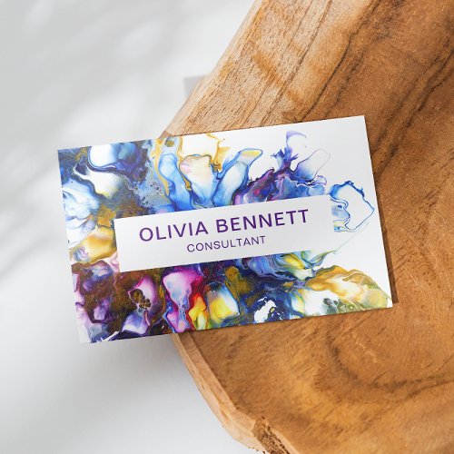 Colorful Bright Abstract Marble Art Business Card