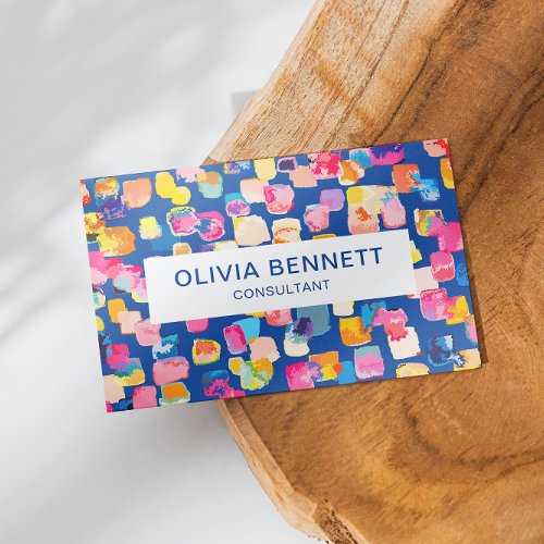 Colorful Bright Abstract Royal Blue Art Business Card