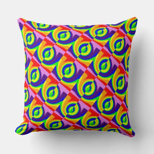 Colorful Bright Artsy Abstract Cheerful Pattern Throw Pillow