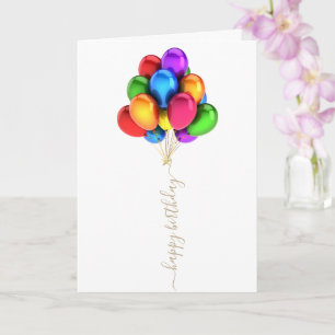 Colorful Bright Balloons Happy Birthday Script Card