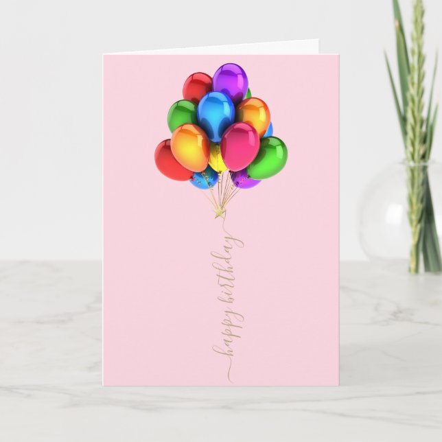 Colorful Bright Balloons | Happy Birthday Script Card (Front)