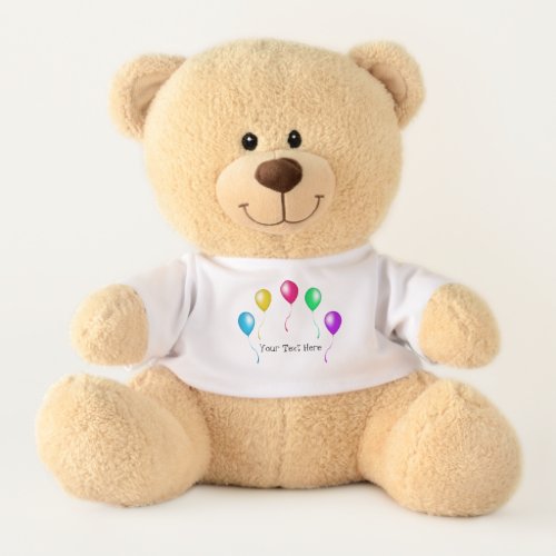 Colorful Bright Balloons Various Colors Streamers Teddy Bear