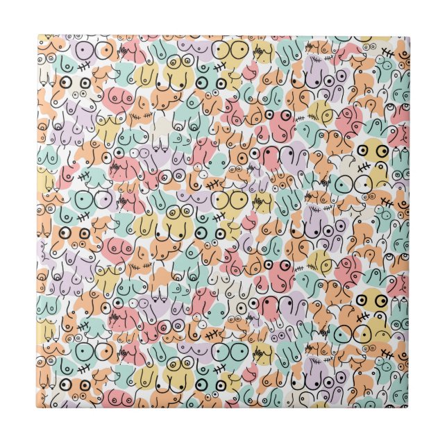 Colorful bright birthday pattern ceramic tile (Front)