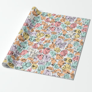 Colorful bright birthday pattern wrapping paper