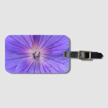 Colorful Bright Blue Geranium Flower Detail Luggage Tag by KreaturFlora at Zazzle