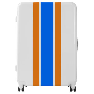 Colorful Bright Blue White Orange Racing Stripes Luggage