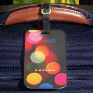 Colorful Bright Bokeh Lights Luggage Tag