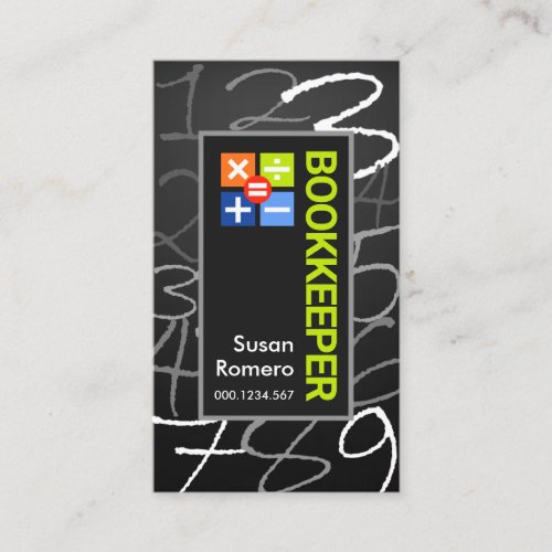 Colorful Bright Bookkeeping Numbers Business Card