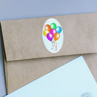 Colorful Bright Bunch of Balloons Oval Sticker