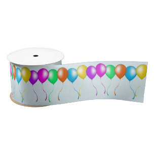 Colorful Bright Bunch of Balloons Satin Ribbon